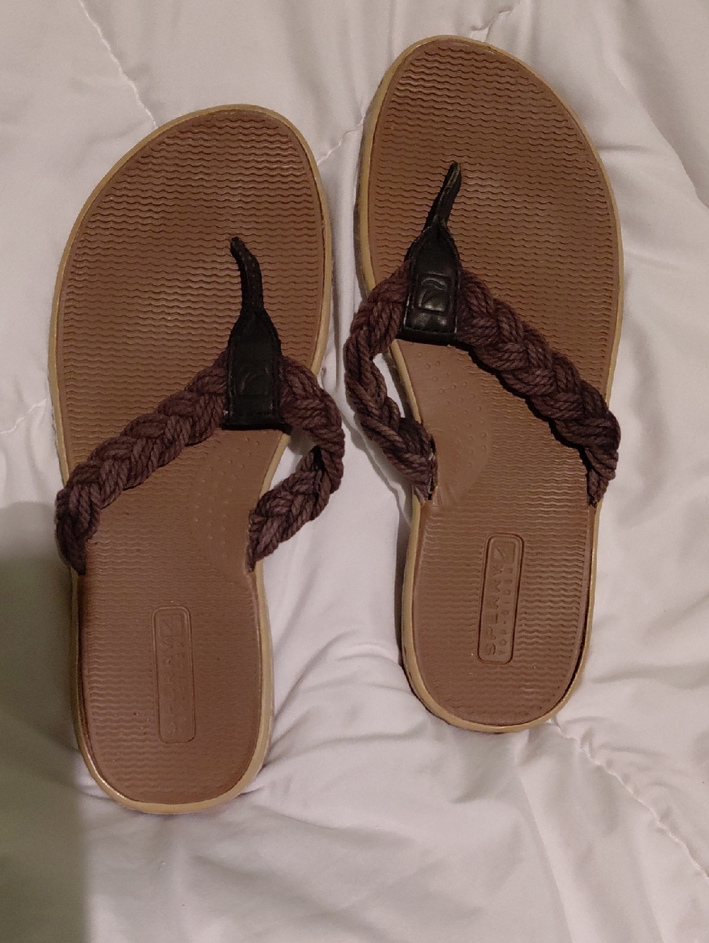 Sperry Brown Braided Thong Sandals for Women